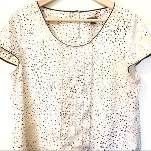 Ann Taylor white confetti pleated blouse 12